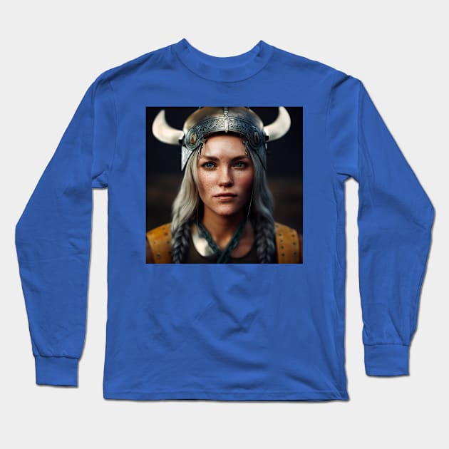 Viking Shield Maiden Long Sleeve T-Shirt by Grassroots Green